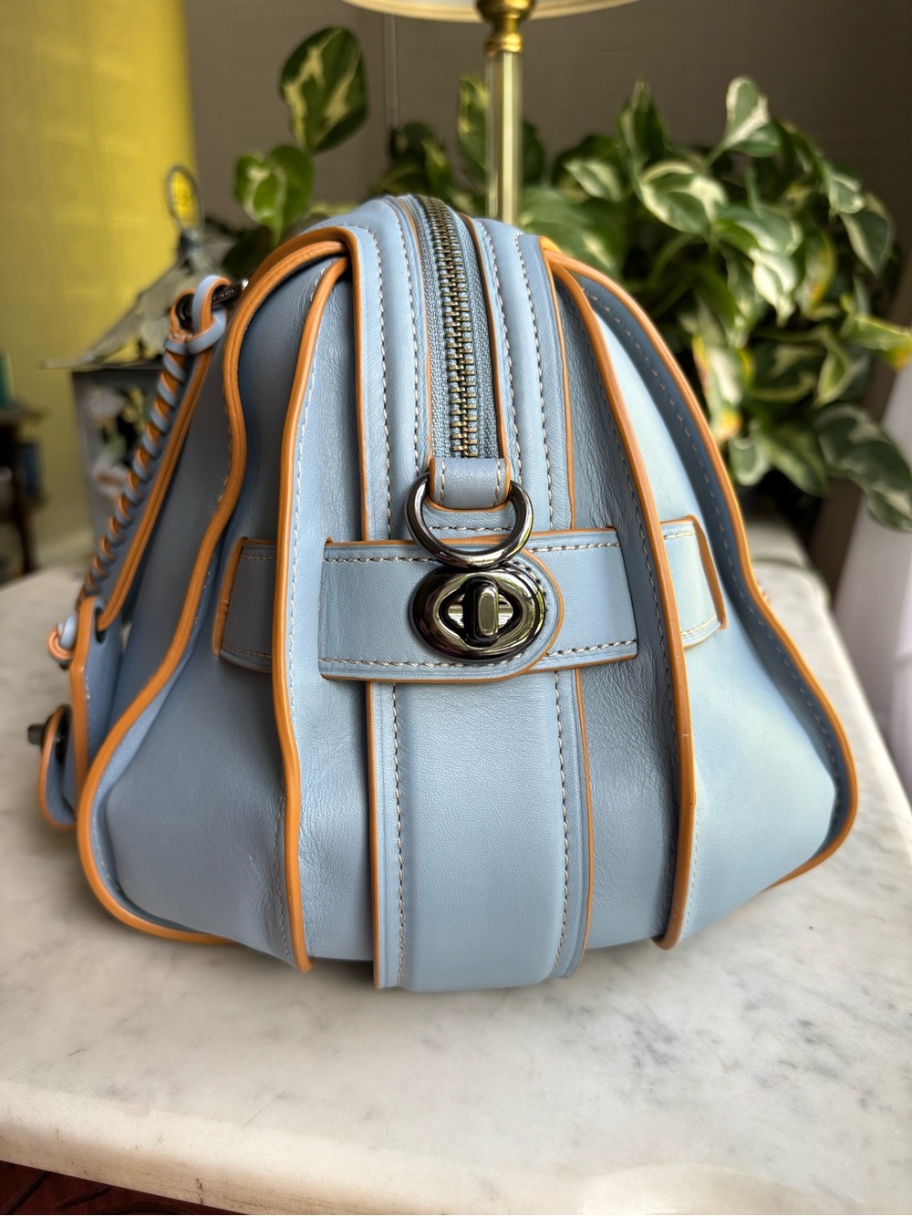 Coach Ace Satchel Cornflower Blue Leather - Picture 3 of 12